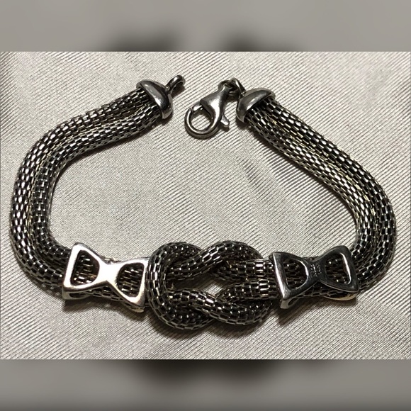 Love Knot Mesh Link Bracelet N925/14k w/ Diamonds - Picture 4 of 8